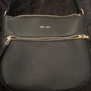 Nine West Black Shoulder Bag with Gold Accents